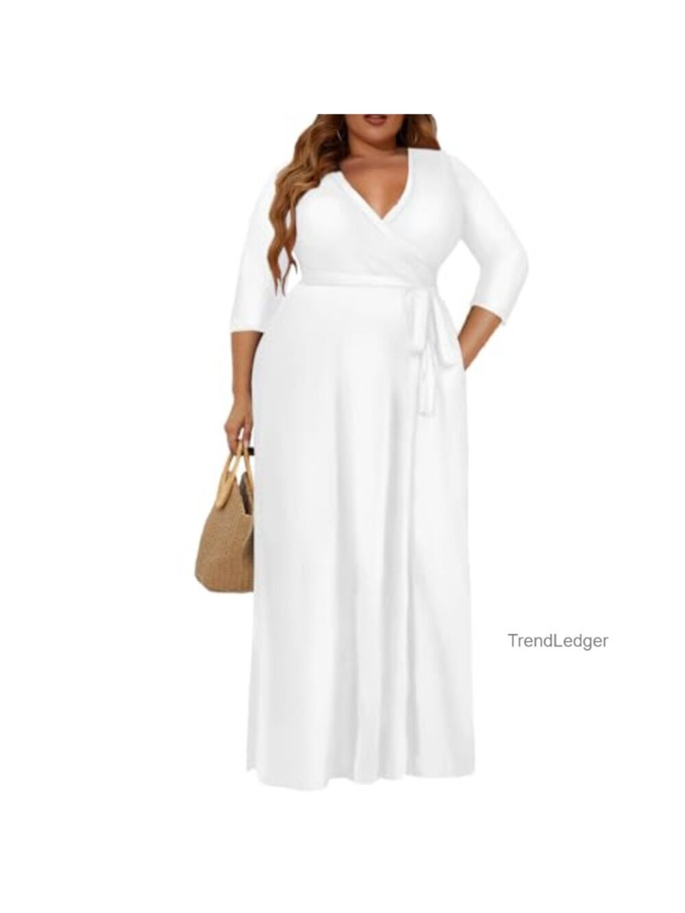 Plus Size A-Line Maxi Dress V-Neck Swing Flowy
